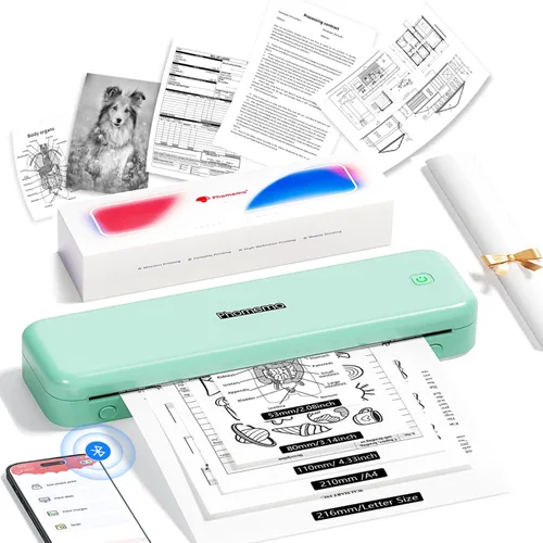 Vista 11 de Phomemo M834 Impresora Portátil Inalámbrica para Viajes Actualizada, Impresora Térmica Bluetooth 8.5" x 11" & A4, Compatible con iOS, Android y PC