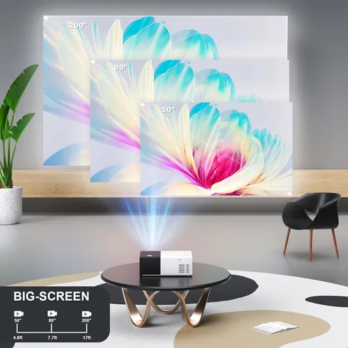 Vista 5 de Mini proyector con proyectores portátiles Wifi compatible con 1080P 200 pulgadas Mini proyector de película HD, proyectores para exteriores