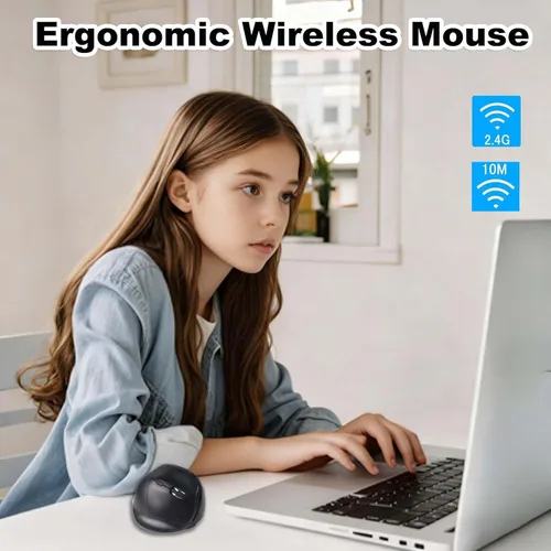 Vista 2 de Ratón inalámbrico Bluetooth, ergonómico, vertical, recargable, silencioso, portátil, inalámbrico, modo dual, de alta precisión, con receptor USB