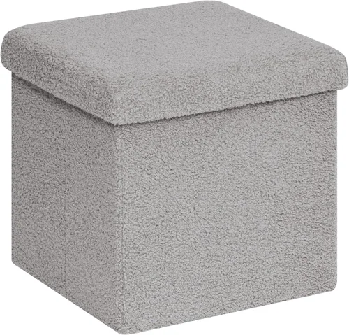 Vista 168 de PINPLUS Otomanas otomanas de almacenamiento con forma cuadrada con reposapiés de almacenamiento para sala de estar, asiento otomano Boucle para Gris