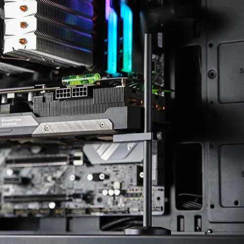 Vista 2 de JOYJOM Soporte de GPU: Soporte de aluminio ajustable para GPU anti hundimiento, soporte para tarjeta gráfica de video, soporte para GPU, soporte