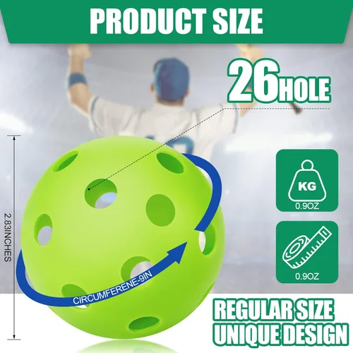 Vista 2 de Tanlade Paquete de 36 pelotas de práctica de béisbol, bolas de entrenamiento de plástico, bolas de softball ligeras huecas de flujo de aire con una