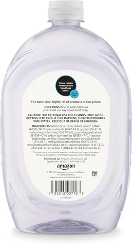 Vista 2 de Amazon Basics Recambio de jabón líquido para manos suave y suave, sin triclosán, 50 onzas líquidas, 1 paquete (anteriormente Solimo)