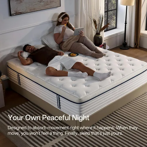 Vista 6 de DCOOLAULTRA Full Size Mattress 12 Inch,Medium Plush Hybrid with Memory Foam& Individually Wrapped Pocket Coils for Support,CertiPUR-US