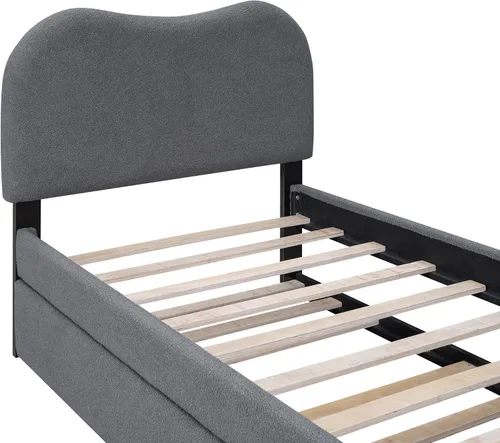 Vista 165 de SOFTSEA Cama de plataforma tapizada tamaño Queen con cajón de almacenamiento, marco de cama tapizado con cabecera con respaldo de alas, soporte