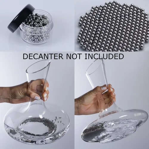 Vista 3 de Decantador de vino Tapón de corcho y accesorios de cuentas de limpieza de acero inoxidable