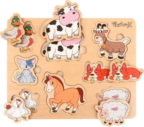 Vista 11 de Rompecabezas de madera para niños pequeños de 1 a 3 años - Juguetes educativos y de aprendizaje Montessori - Rompecabezas de madera para bebés de 1