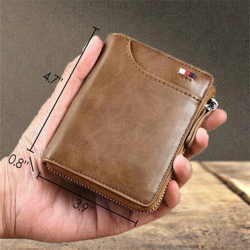 Vista 6 de Vdhwter Cartera multifuncional de piel sintética resistente al agua, con bloqueo RFID, cartera de gran capacidad con cremallera para hombres