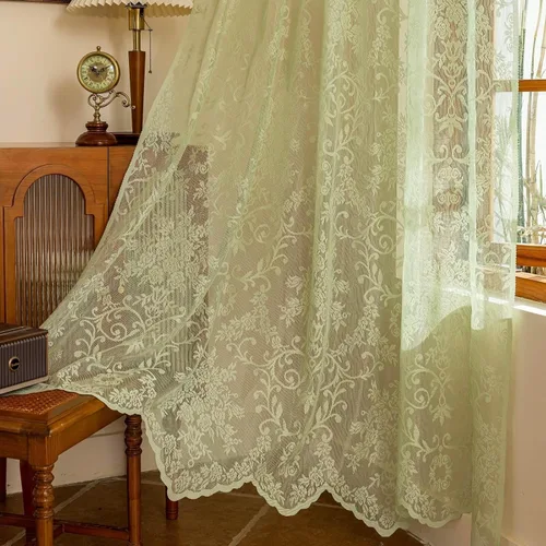 Vista 11 de WUBODTI Cortinas de encaje blanco de 72 pulgadas con cenefas, 2 paneles, cortinas transparentes bordadas florales con bolsillo para barra, cortina