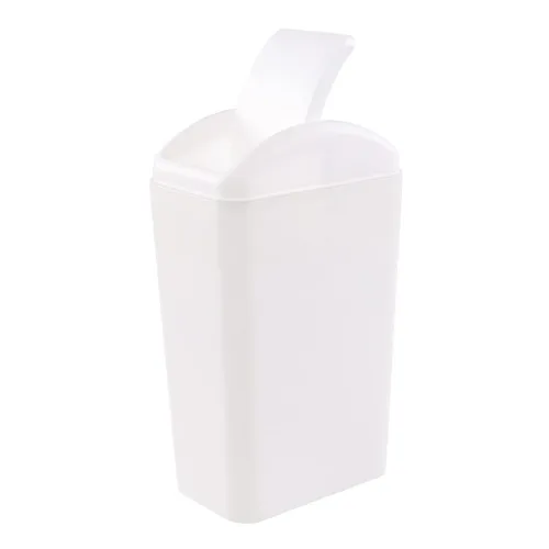 Vista 8 de Esdiplot - Cubo de basura con tapa oscilante de 3.5 galones, cubo de basura de plástico con tapa abatible, color gris