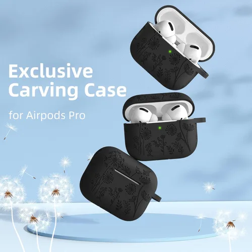 Vista 2 de Lerobo Funda con Flor Grabada Compatible con Apple AirPods Pro 2 Funda de Protección Completa para AirPods Pro 2ª 1ª Generación 2022/2023 USB C