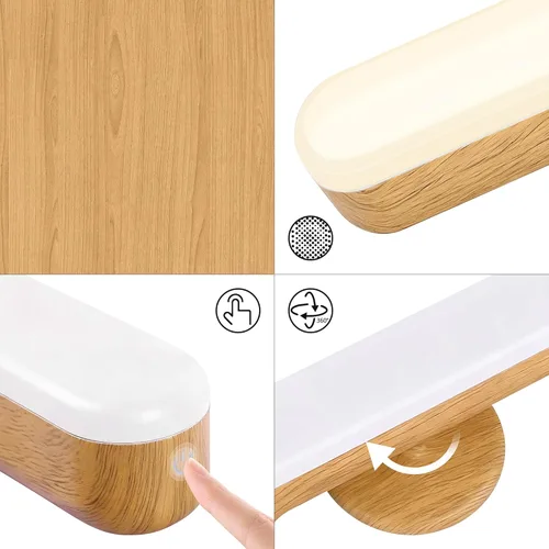 Vista 5 de cambk Juego de 2 luces de tocador inalámbricas para espejo, barra de luz LED recargable adhesiva para espejo de baño con 3 CCT regulable, luz