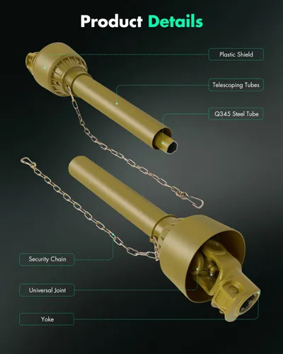 Vista 3 de SCITOO Eje de transmisión PTO amarillo de 27.5"-40.55", eje de transmisión PTO de 1-3/8" con 6 estrías en ambos extremos, eje de transmisión PTO