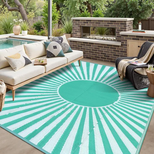 Vista 10 de Wonnitar Alfombra Sun Outdoor Azul y Verde 5x8