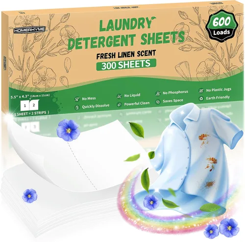 Vista 13 de Sábanas de detergente para ropa – Fresh Linen 120 Cargas de detergente para ropa sucia a granel, detergente de viaje a granel, ecológicas e