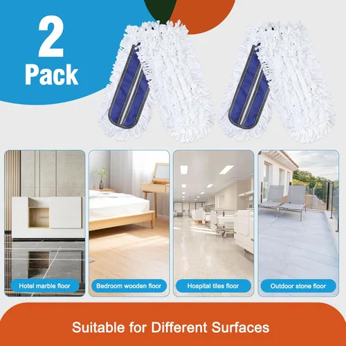 Vista 3 de Almohadillas de microfibra para trapeador de 36 pulgadas, 2 piezas, Just Fit CLEANHOME Industrial Dust Mop: B08R3F1ZZM, azul