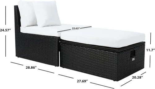 Vista 17 de SAFAVIEH PAT7515A Collection Pramla - Juego otomano de 4 piezas para exteriores negro y beige