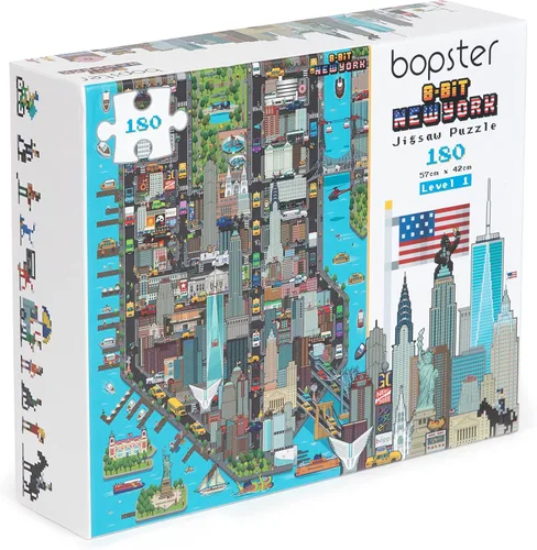 Vista 10 de Rompecabezas de 1000 piezas, estilo retro de 8 bits, rompecabezas de la ciudad de Nueva York, de 1000 piezas para adultos, hechos con cartón 100%