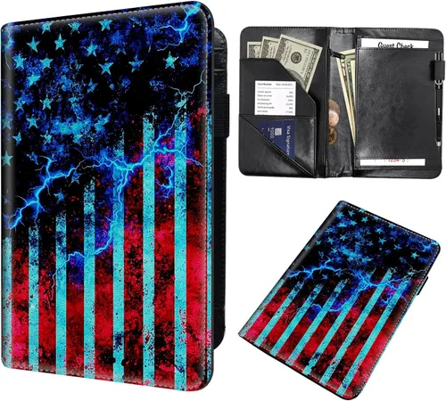 Vista 14 de Server Books for Waitress, Waiter Book Server Organizer with Zipper Pocket,PU Leather Waitress & Waitstaff Book Wallet with Card Slot Guest Check