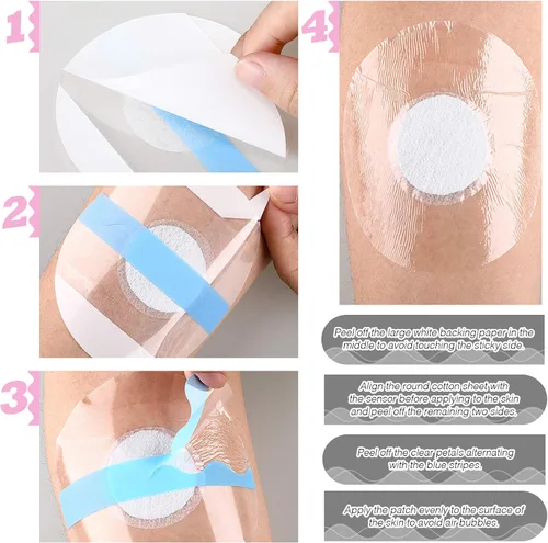 Vista 2 de Paquete de 60 parches adhesivos transparentes impermeables para ducha, estilo libre, cubiertas impermeables para sensores, calcomanías de protección