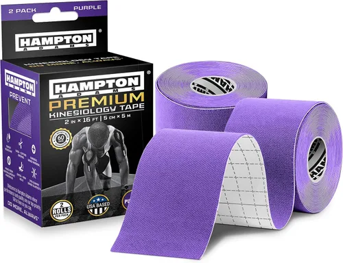 Vista 12 de Hampton Adams Como se ve en Shark Tank Cinta de kinesiología elástica (paquete de 2) Cinta atlética sin cortar para soporte y protección