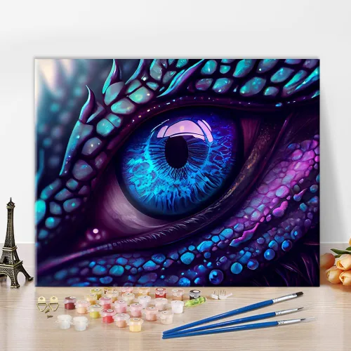TUMOVO Pintura por números para adultos, ojo de dragón en colores azul y morado, pintura fácil por números para principiantes, niños y adultos,