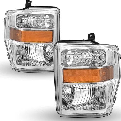 TUSDAR Juego de montaje de faros delanteros para Ford F-250 F-350 F-450 F-550 Super Duty lado del pasajero del conductor (carcasa cromada con