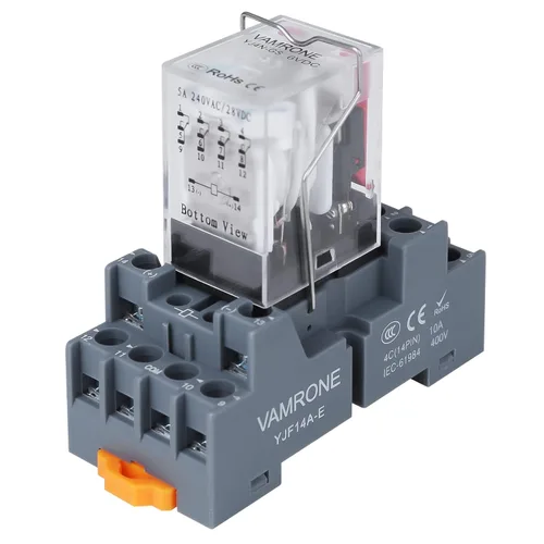 Vista 18 de Relé de potencia electromagnético, relé de 8 pines de 10 AMP 6V CC con base de enchufe, indicador LED, DPDT 2NO 2NC - MY2NJ