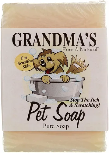 Grandma's Pet Soap Bar - Barra de jabón para mascotas – Lavado de control de olores de 4.0 onzas sin detergentes, tintes o fragancias - 67022