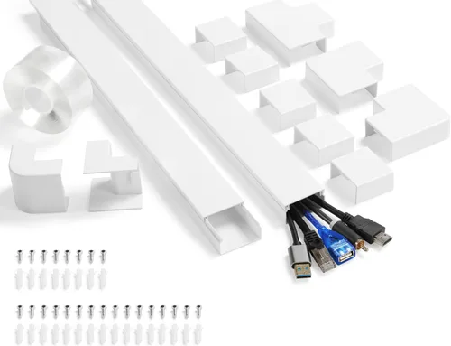 Vista 10 de Kit de Pared para Cubierta de Cable, Ocultador de Cables de TV para Cable de 1 Pulgada de Grosor, 157 Pulgadas de Cubiertas de Cable para Cables