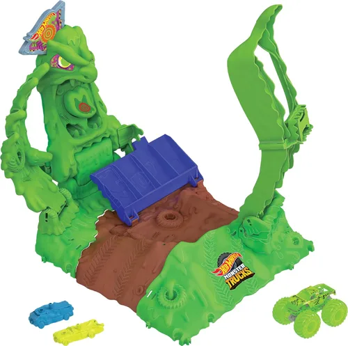 Hot Wheels Monster Trucks Arena Smashers - Juego de Gunkster que brilla en la oscuridad con 1 camión de juguete Gunkster que brilla en la oscuridad