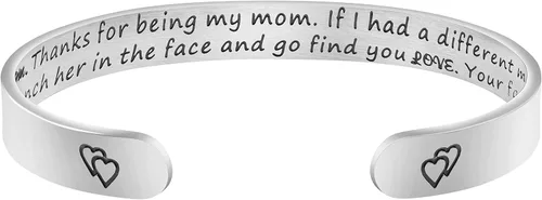 JoycuFF Pulsera para mujer, brazalete blanco abierto, inspirador, joyería grabada con mantra de aliento