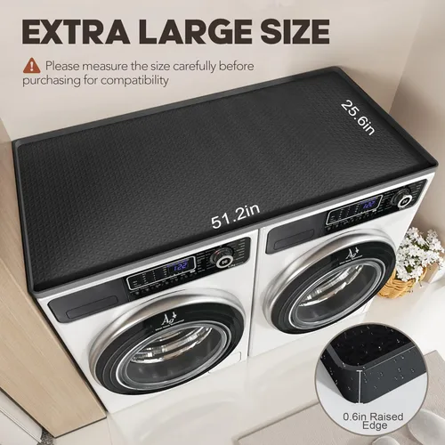 Vista 2 de Encimera para Lavadora y Secadora, 51.2" x 25.6" Cubiertas Grandes para Lavadora y Secadora para la Parte Superior, Tapete Protector Superior