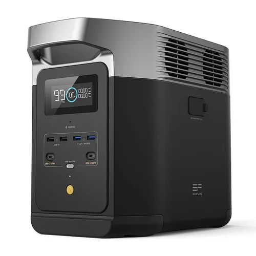 EF ECOFLOW - Estación de energía portátil DELTA 2, batería de 1024 Wh LiFePO4 (LFP), salida de 1800 W AC/100 W USB-C, panel solar opcional, para