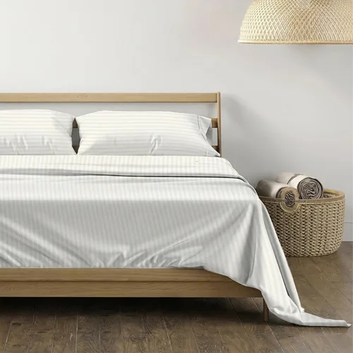 Vista 57 de THREAD SPREAD Hotel Collection - Juego de sábanas de 600 hilos de algodón egipcio, satinado, 4 piezas, Algodón, Gris oscuro - Rayas, gemelo Rayas