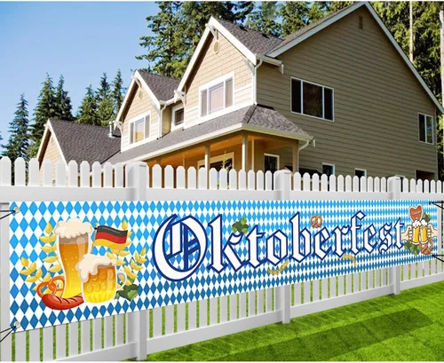 Bandera del Oktoberfest, decoración bávara azul y blanca del Oktoberfest