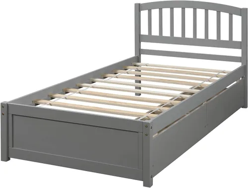 Vista 5 de Harper & Bright Designs Base de cama individual, cama de almacenamiento individual con cajones, cama individual de plataforma para niños