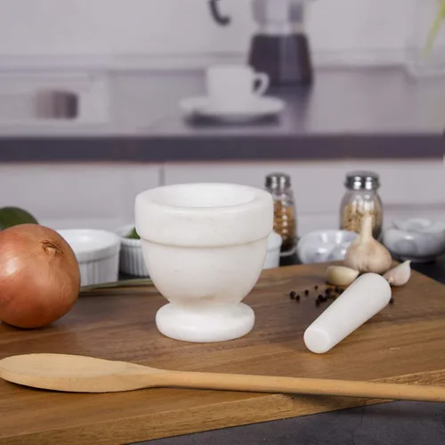 Vista 3 de Creative Home - Juego de mortero y mortero de mármol natural, molinillo de especias, cuenco de guacamole molcajete, especias de cocina, hierbas