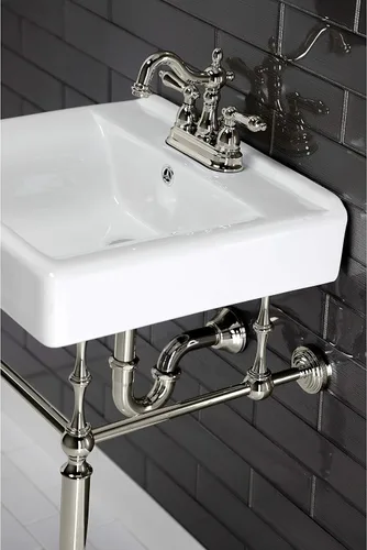 Vista 5 de Kingston Brass KB1606AL Heritage Grifo de lavabo central de 4 pulgadas con manija de palanca de metal, níquel pulido