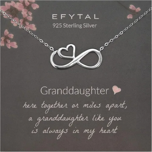 EFYTAL Regalos para nieta de la abuela collar para nieta collar infinito de plata de ley regalos de graduación para nieta regalos de San Valentín o