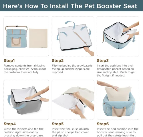 Vista 6 de Lesure Asiento de automóvil para perros pequeños - Asiento elevador suave para perros con bolsillo de almacenamiento y correa de seguridad con clip