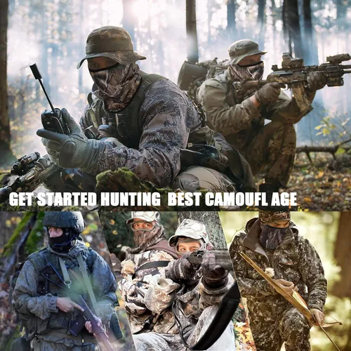 Vista 7 de TAGVO Balaclava de caza, pasamontañas táctico de camuflaje elástico tamaño universal