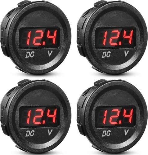Vista 8 de Frienda Medidor de voltaje de automóvil de 12 V CC, pantalla LED, voltímetro digital de panel redondo, voltímetro compatible con vehículos