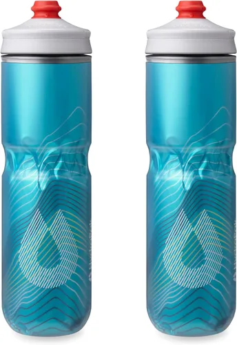 Vista 8 de HydraPak Polar Bottle - Botella de agua para bicicleta con aislamiento Polar Surge, paquete de 2 unidades, botella exprimible de alto flujo