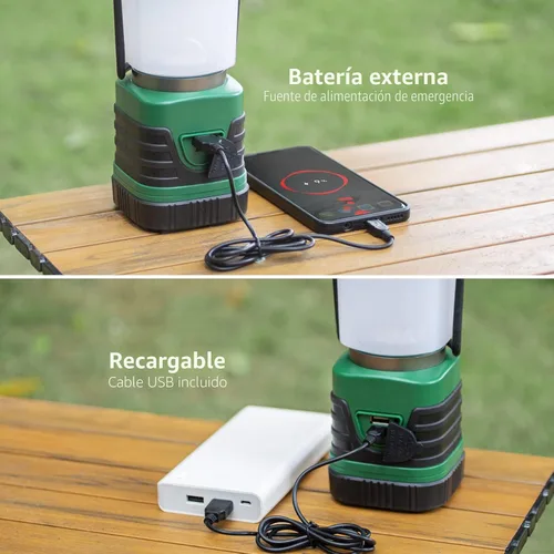 Vista 4 de Lighting EVER Linterna LED de Camping de 1000LM Recargable, Banco de Energía de 4400mAh, Esencial de Camping con 4 Modos de Luz, Linterna Lámpara
