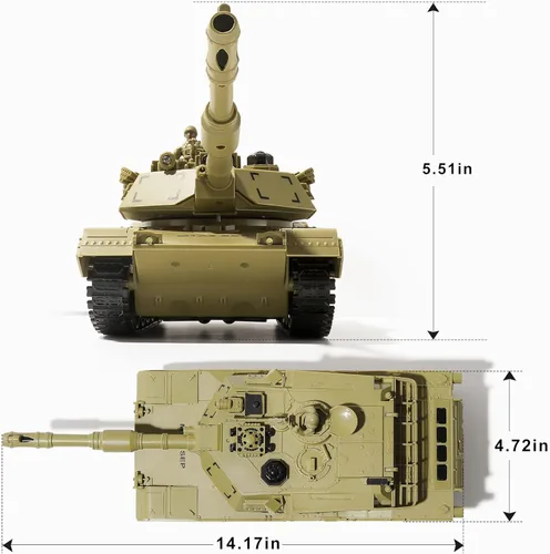 Vista 9 de Tanque de Juguete Militar RC, Tanque del Ejército M1A2 Abrams de EE.UU. con Control Remoto con Batalla IR, Vehículos Militares RC de 2.4Ghz