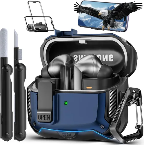Vista 8 de Funda de bloqueo de seguridad para Samsung Galaxy Buds3 FE/3/3 Pro B-C-Azul