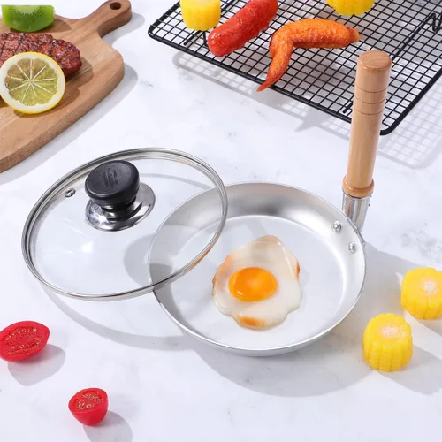 Vista 2 de Oyakodon - Sartén japonesa para padres e hijos de 6.7 pulgadas/6.7 in con tapa, sartén creativa vertical con mango vertical, sartén japonesa