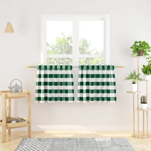 Vista 101 de Cenefas de cortina para ventana de 16 pulgadas de largo, 2 paneles de cuadros búfalo, cortinas pequeñas con bolsillo para barra, estilo clásico
