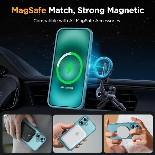 Vista 299 de Miracase - Funda magnética para iPhone 13 de 6.1 pulgadas (compatible con MagSafe) (con 2 protectores de pantalla), protección de grado militar